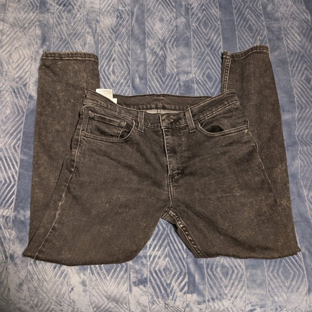 Levi's 512 31x30 slim taper stretch black grey stone acid washed denim jeans
